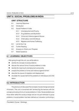 Unit 8 : Social Problems in India