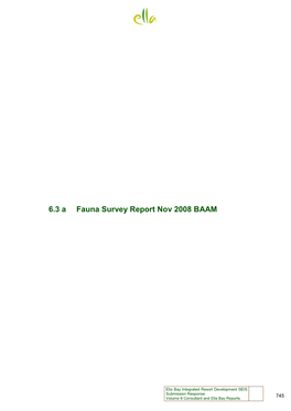 Ella Bay Fauna Survey November 2008 Volume 6.3A