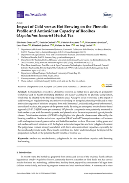 Impact of Cold Versus Hot Brewing on the Phenolic Profile and Antioxidant