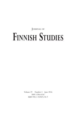FINNISH STUDIES EDITORIAL and BUSINESS OFFICE Journal of Finnish Studies, Department of English, 1901 University Avenue, Evans 458 (P.O