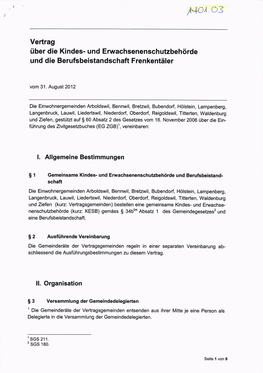 Vertrag Über Die Kindes- Und Erwachsenenschutzbehörde Und Die Berufsbeistandschaft Frenkentäler