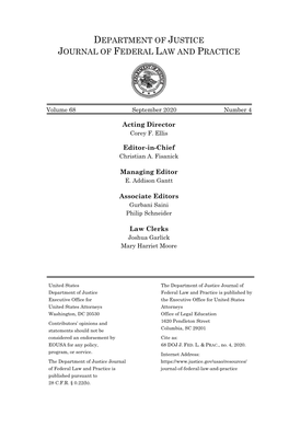 Department of Justice Journal of Federal Law and Practice