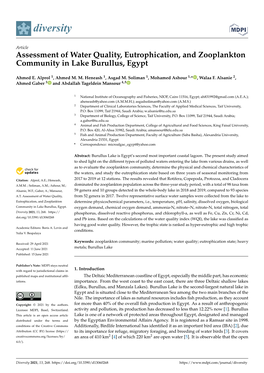 Assessment of Water Quality, Eutrophication, and Zooplankton Community in Lake Burullus, Egypt