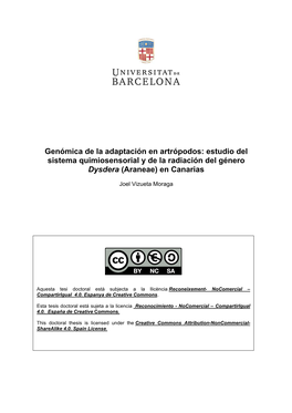 Genómica De La Adaptación En Artrópodos: Estudio Del Sistema Quimiosensorial Y De La Radiación Del Género Dysdera (Araneae) En Canarias