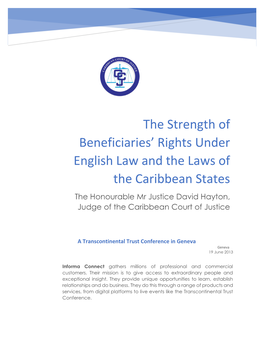 The Strength of Beneficiaries' Rights Under English Law and the Laws of the Caribbean States