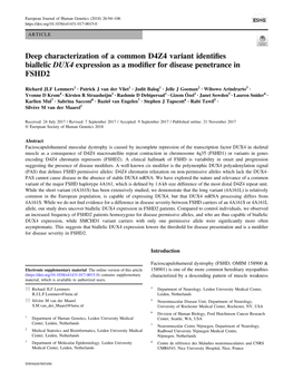 Deep Characterization of a Common D4Z4 Variant Identifies Biallelic