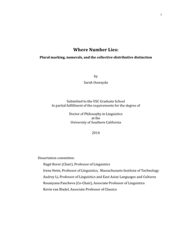 Where Number Lies: Plural Marking, Numerals, and the Collective-Distributive Distinction