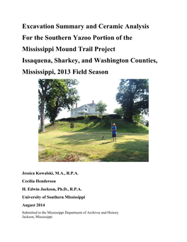Excavation Summary and Ceramic Analysis for the Southern Yazoo