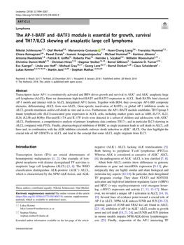 BATF3 Module Is Essential for Growth, Survival and TH17/ILC3 Skewing of Anaplastic Large Cell Lymphoma