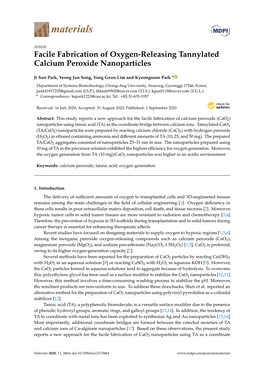 Facile Fabrication of Oxygen-Releasing Tannylated Calcium Peroxide Nanoparticles