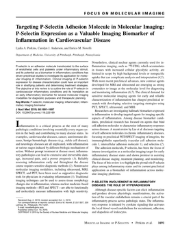 Targeting P-Selectin Adhesion Molecule in Molecular Imaging: P-Selectin Expression As a Valuable Imaging Biomarker of Inﬂammation in Cardiovascular Disease