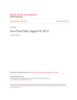 Iowa State Daily, August 2015 Iowa State Daily, 2015