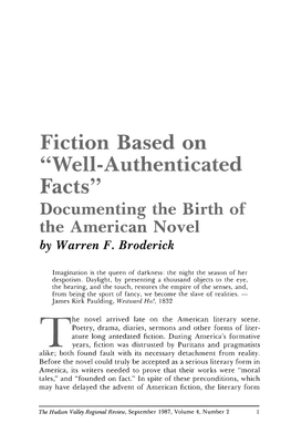 Fiction Based on Well-Authenticated Facts Documenting the Birth of the American Novelpdf Icon