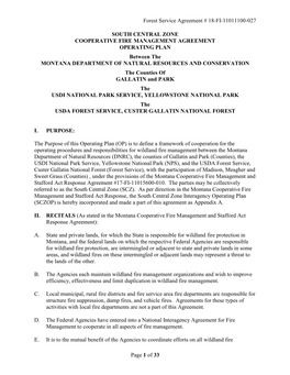 South Central Zone Operating Plan