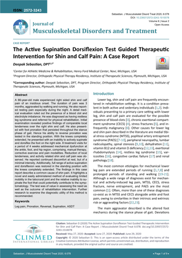 The Active Supination Dorsiflexion Test Guided Therapeutic Intervention for Shin and Calf Pain: a Case Report