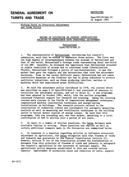 Spec(83)29/Add.23August 1983 Working Party on Structural Adjustment and Trade Policy