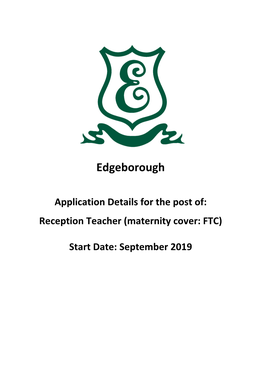 Reception Teacher (Maternity Cover: FTC)