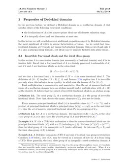 3 Properties of Dedekind Domains