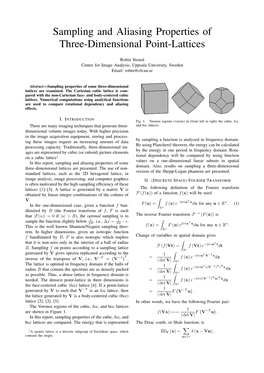 Sampling and Aliasing Properties of Three-Dimensional Point-Lattices