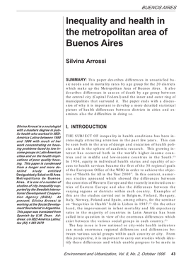 Inequality and Health in the Metropolitan Area of Buenos Aires