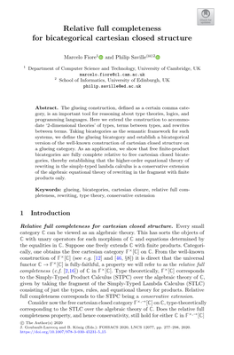 Relative Full Completeness for Bicategorical Cartesian Closed Structure