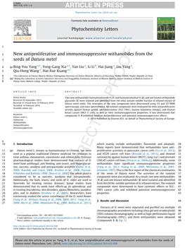 New Antiproliferative and Immunosuppressive Withanolides from The