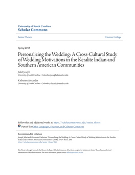 A Cross-Cultural Study of Wedding Motivations in the Keralite Indian