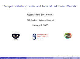 Simple Statistics, Linear and Generalized Linear Models