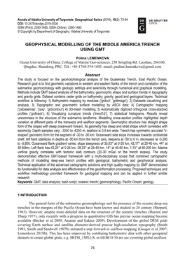 Geophysical Modelling of the Middle America Trench Using Gmt