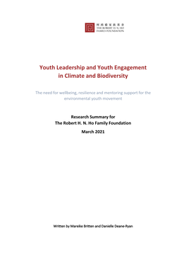 Youth Leadership and Youth Engagement in Climate and Biodiversity