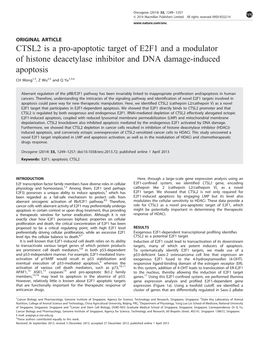 CTSL2 Is a Pro-Apoptotic Target of E2F1 and a Modulator of Histone Deacetylase Inhibitor and DNA Damage-Induced Apoptosis