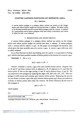 Convex Lattice Polygons of Minimum Area