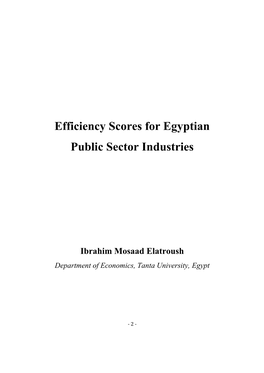 Efficiency Scores for Egyptian Public Sector Industries