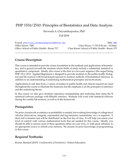 PHP 1510/2510: Principles of Biostatistics and Data Analysis