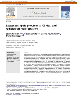 Exogenous Lipoid Pneumonia. Clinical and Radiological Manifestations