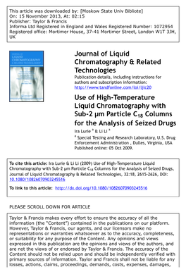 Use of High-Temperature Liquid Chromatography with Sub