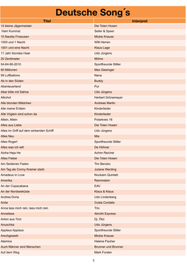 Deutsche Interpreten Stand Juli 2019