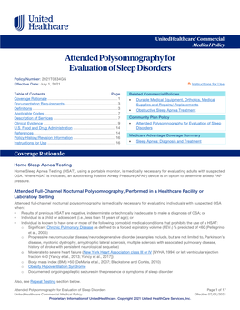 Attended Polysomnography for Evaluation of Sleep Disorders