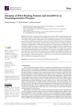 Interplay of RNA-Binding Proteins and Micrornas in Neurodegenerative Diseases