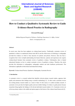 How to Conduct a Qualitative Systematic Review to Guide Evidence-Based Practice in Radiography