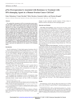 P73 Overexpression Is Associated with Resistance to Treatment With