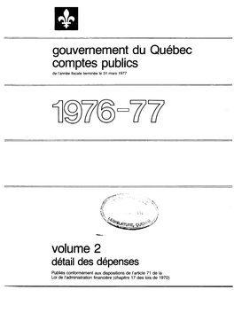 Gouvernement Du Québec Comptes Publics Volume 2