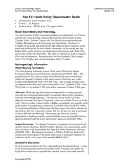 San Fernando Valley Groundwater Basin Bulletin 118