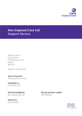 Ann Inspired Care Ltd Support Service