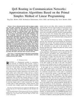 Qos Routing in Communication Networks