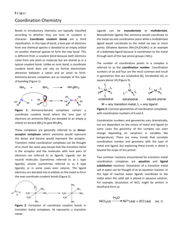 Coordination Chemistry