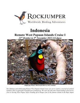 Indonesia Remote West Papuan Islands Cruise I 23Rd October to 5Th November 2022 (14 Days)