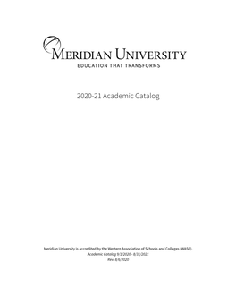 Meridian University 2020-21 Academic Catalog