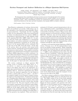 Exciton Transport and Andreev Reflection in a Bilayer Quantum