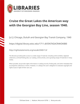 Cruise the Great Lakes the American Way with the Georgian Bay Line, Season 1940